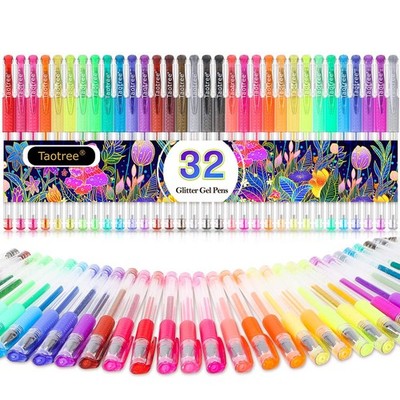 Glitter Gel Pens, 32 Colors Neon Glitter Pens Fine Tip Art Markers Set 40% Mo...