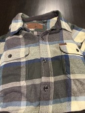 Orvis Heavyweight Flannel Shirt Men s XL Blue Green Heavy Plaid Outdoor Button