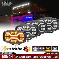 4X 10 Zoll LED Fernscheinwerfer Demmon Klarglas 12V/24V E9 Weiß / Orange LKW KFZ