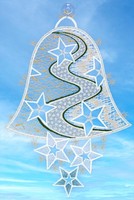 Plauener Spitze Fensterbild Weihnachten Fensterdekoration Glocke Stern Silber 29