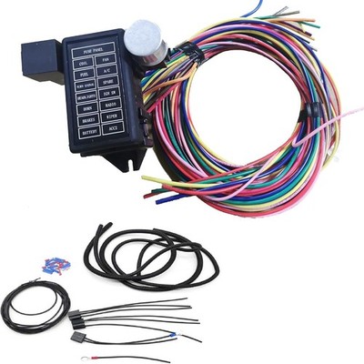 14 Circuit Wiring Harness Kit Extra Long Wires 14 Fuse 12V (New) Replacement for