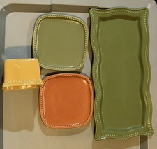 Pavilion By Princess House 1.Platter 14”x7” 3 other pieces total Lot of (4)