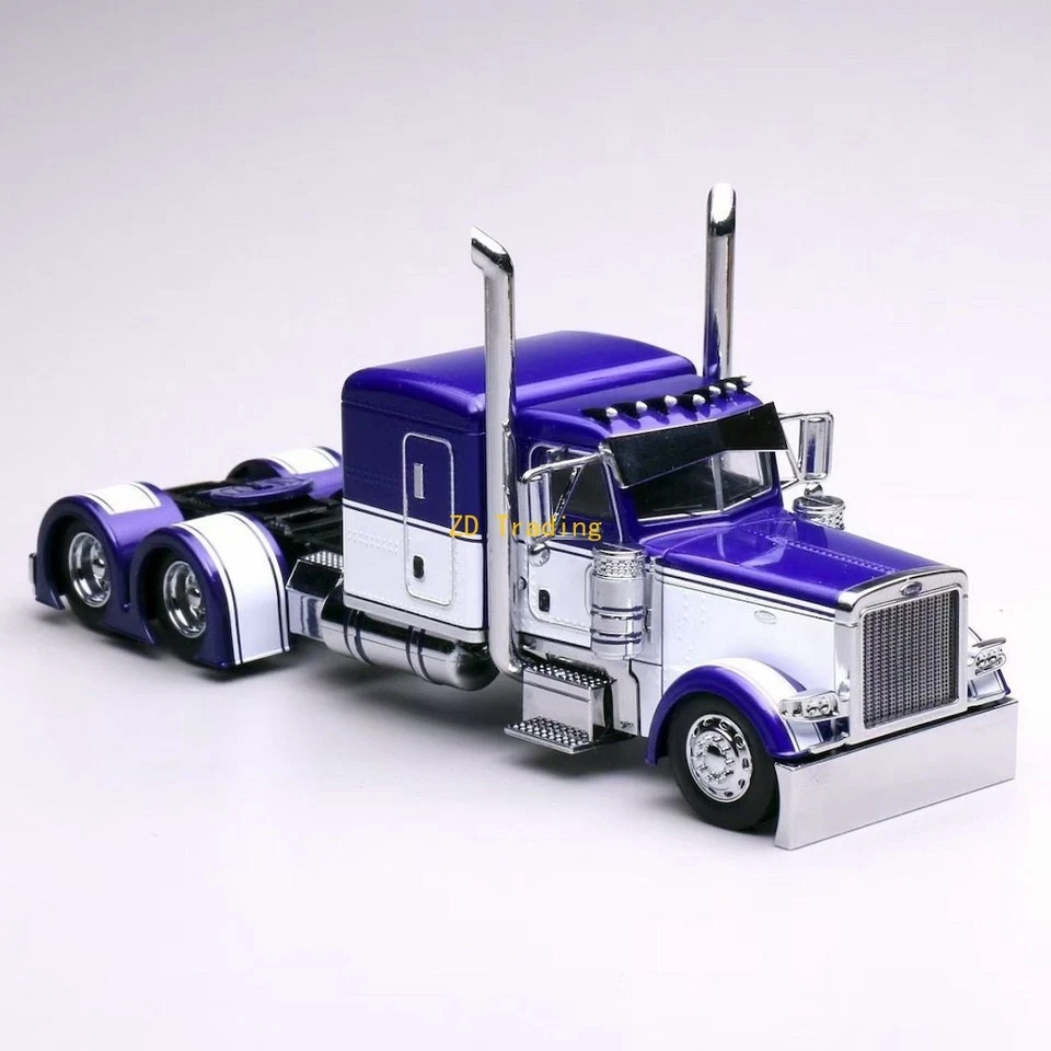 ZD 1:64 596 Blue White Peterbilt W983 379 Truck Tractor Model Diecast Metal Car - Image 3 of 4