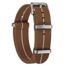 20mm Waterproof Elastic Nylon Watch Strap for Watches, Brown/White