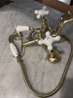 Deck-Mount Faucet Polished Solid Brass and Porcelain Handles — photo 5