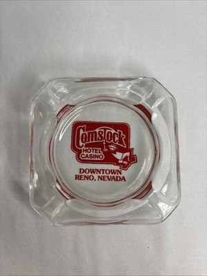 Vintage Comstock Hotel & Casino Downtown Reno Nevada Glass Ashtray Memorabilia
