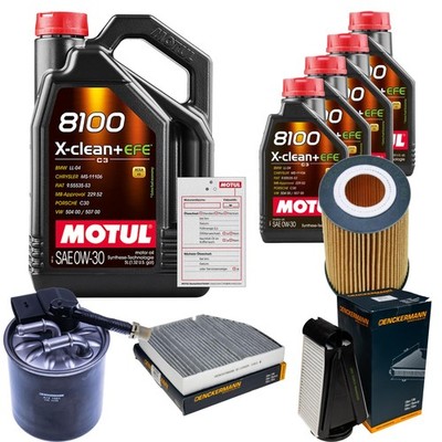 DENCKERMANN Inspektionspaket 9L MOTUL 8100 X-CLEAN 0W-30 für Mercedes-Benz