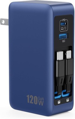 Fast Charging USB Wall Charger With Retractable Cables