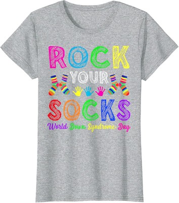 Cute Colors Rock Your Socks World Down Syndrome Day Ladies' Crewneck T-Shirt