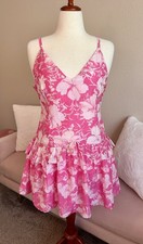 LoveShackFancy Fabienne Mini Dress Sleeveless Women Sz 14 Pink Salty Sea Floral
