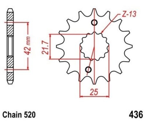 Pignon boite 14 dents chaîne 520 évite usure transmission Raptor 660