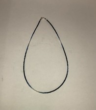 Blue Sapphire Necklace - Faceted Rondelle Beads, Gradual Color Transition - 16''
