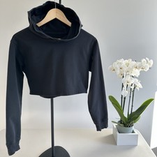 Lululemon All Yours Cropped Hoodie Black Cotton Terry Hooded Sweatshirt