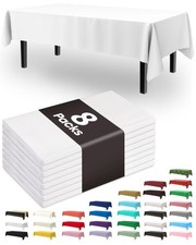 Plastic Table Cloth Disposable 8 Pack, 54 x 108 Inch Table Cloths, Party, Pic...