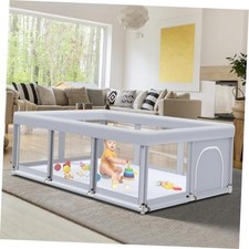 74"  50" Large Baby Playpen, Baby Playard for Babies and 74 x 50 IN Grey