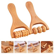 2x Wooden Massage Roller Bead Tool for Legs Arms Feet Muscle Tissue Relief