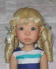 WEE 3 CAROL Doll Wig SIZE 10-11.5 PALE BLONDE Sausage Curl Ponytails NO Part A