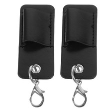 2pcs Pen Lanyard Holder Portable PU Badge Pen Clip with Keychain Anti-Lost
