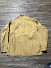 Light brown vintage Fruit Of The Loom men’s button-up shirt, size small, with long sleeves and back zipper closure.