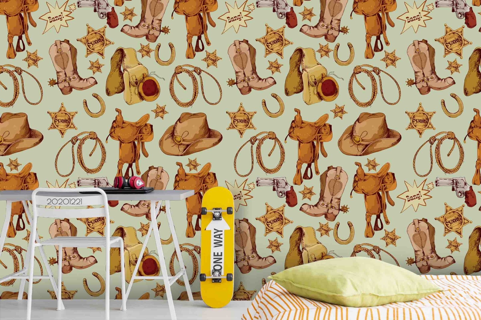 3D Cowboy Theme Pattern Wall Murals Wallpaper Murals Wall Sticker 2
