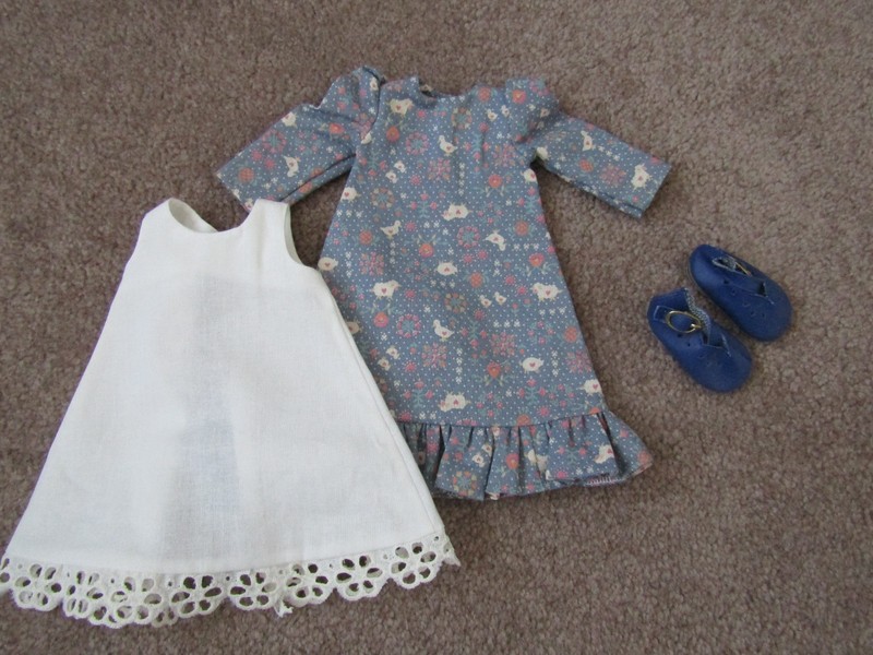 OOAK Handmade 14" Wellie Wisher Doll 1800s Pioneer Prairie Dress Ensemble EUC