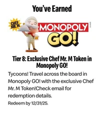 Chef Mr. M Token in Monopoly GO! from 2025 McDonald’s Monopoly - Digital Code
