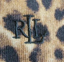 Lauren Ralph Lauren Black Label Pajama Top Stretch Leopard Soft Cozy Lounge M