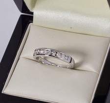 18ct White Gold Eternity Natural Diamond Channel Set Ring Size M Hallmarked