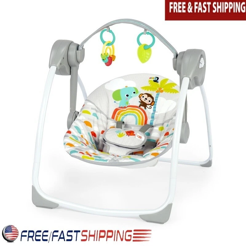 Portable Baby Swing Compact 6 Speed Adjustable Recline Toys Melodies Travel New