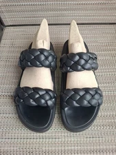 Steve Madden, Black Hillary Platform, Vegan Leather, Braided Sandals, Size 9M