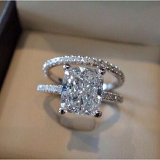 Art Deco Vintage 3.40 Ct White Diamond Engagement Ring Set 925 Sterling Silver