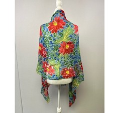 Colorful Lightweight Floral Scarf Women OS Multicolor Sheer Lightweight Boho