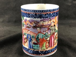 ANTIQUE 18th CENTURY CHINESE EXPORT FAMILLE ROSE PORCELAIN HAND PAINTED MUG