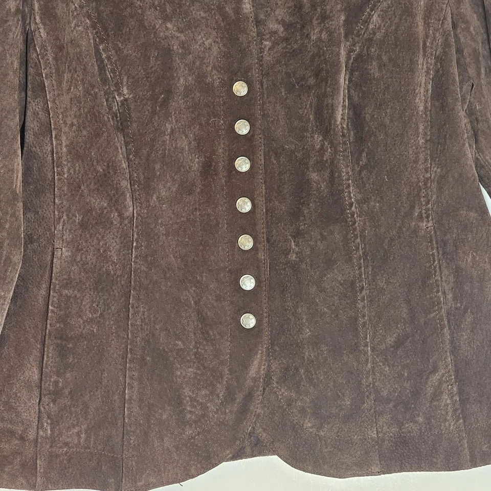 Платье сарая куртка женщин средний коричневый замши кожи Snap спереди богемное Western Fest - Изображение 3 из 4