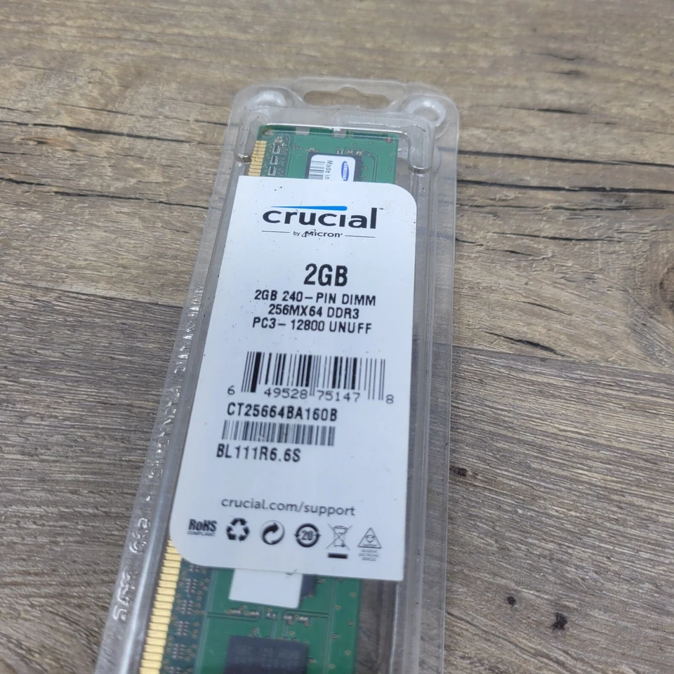 Crucial By Micron 2GB CT25664BA160B 240 Pin DIMM DDR3 With Original Packaging - Image 2 of 4