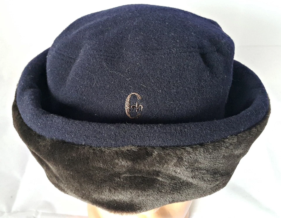 ВИНТАЖНЫЙ CONTE ИЗ FLORENCE СИНИЙ ШЕРСТИ СМЕСЬ ЖЕНЩИН ВЕДРО ШЛЯПА РАЗМЕР: US7 1/8; EU57 - Изображение 2 из 4