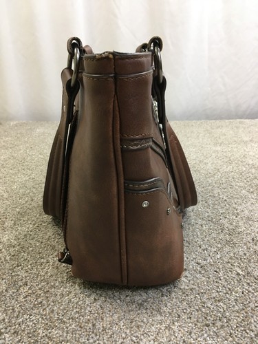 Justin Purse Leather Western Shoulder Bag Zip Closure Cowgirl Turquoise Stone - Picture 11 of 22