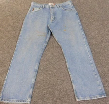 Wrangler Jeans Mens 36x29 blue premium wash straight vintage MGW20 workwear