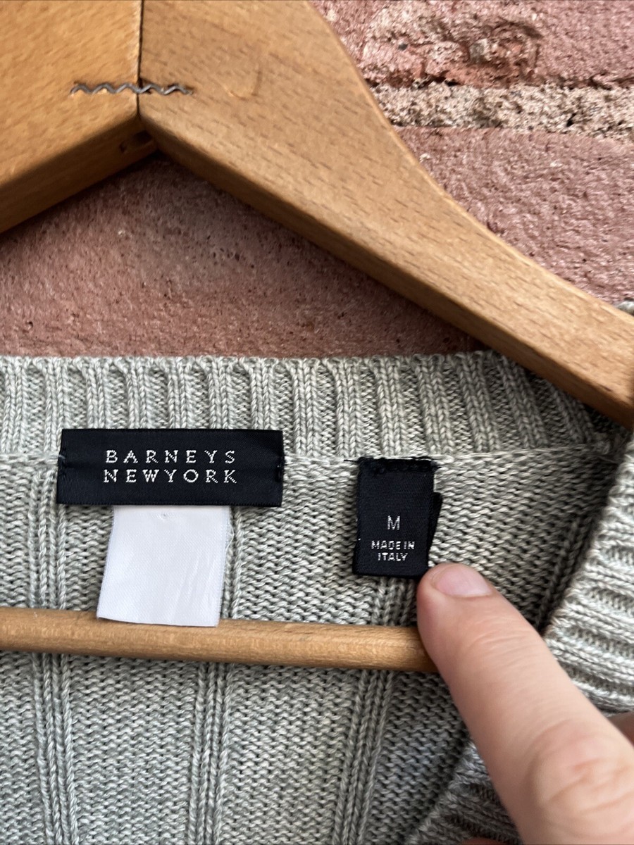 Vintage Barneys New York Men's Sweater, Medium, Green/Sand Medley