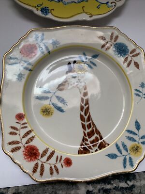 Anthropologie LOU ROTA NATURE TABLE PLATES SET 4 Goldfish Owl