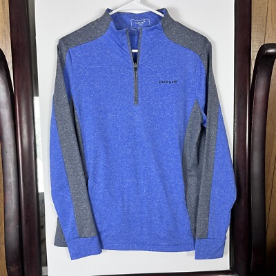 Dublin Unisex (Size L) Blue & Gray 1/4 Zip Airflow Thumb Holes Pockets Tech Top