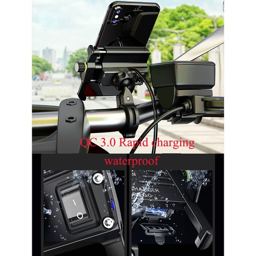 360° Motorcycle Phone Holder USB Fast Charger Motorcycle Cell Phone Stand Holder - Picture 10 of 14