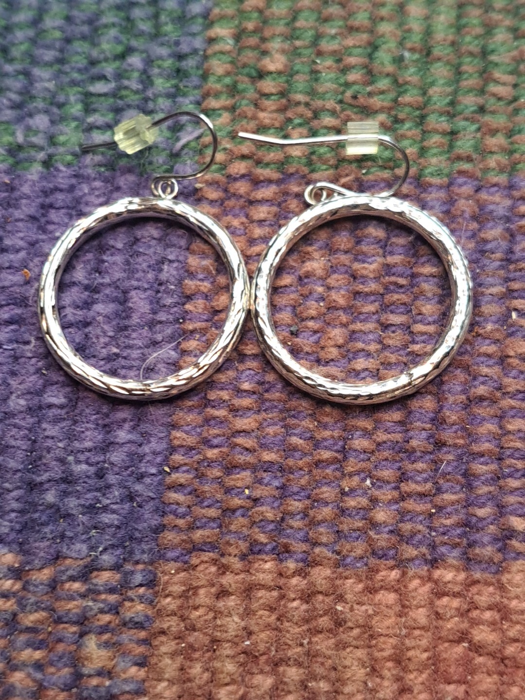 New Solid 14 Karat Solid White Gold Circle Earrin… - image 13