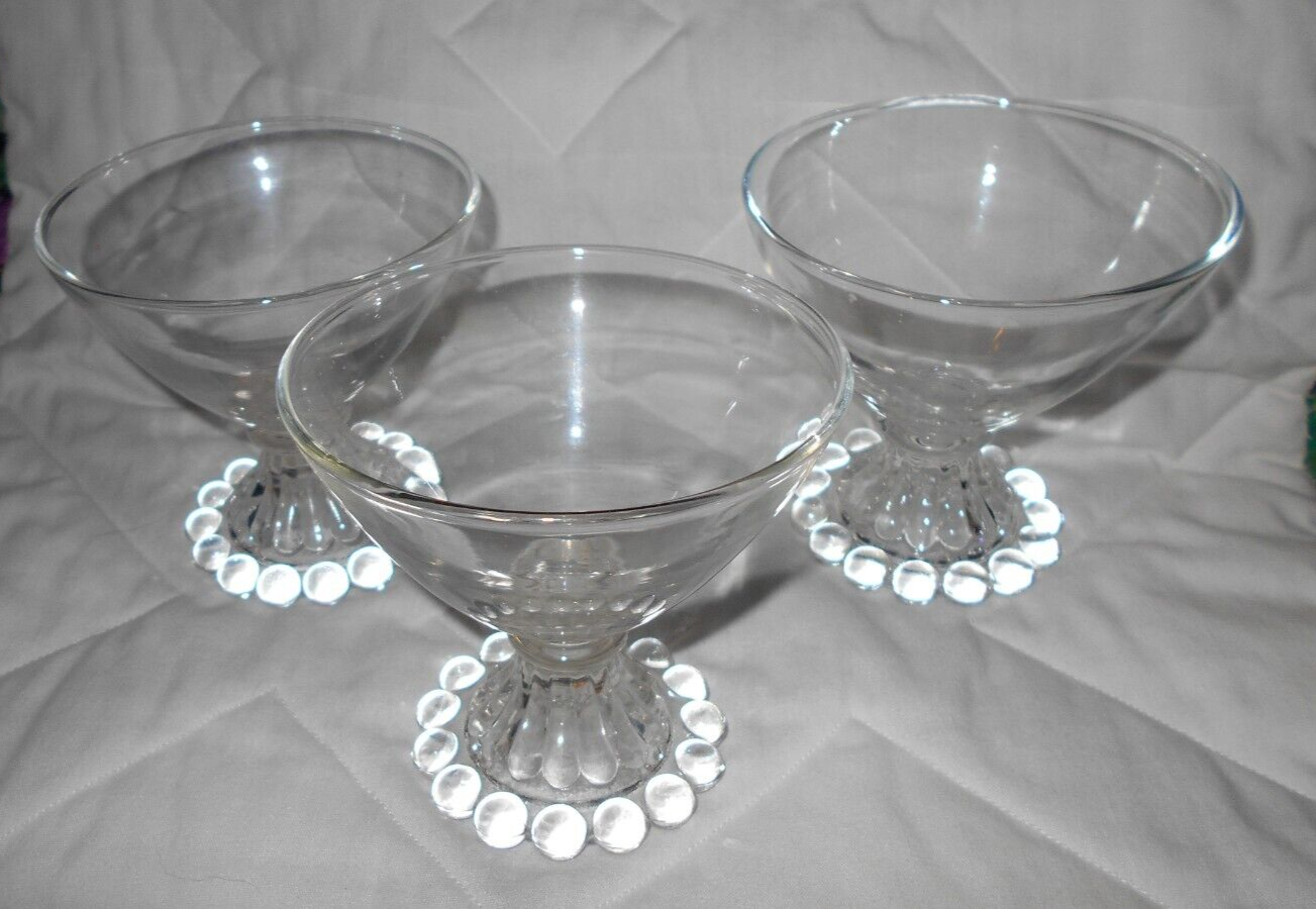 3 VINTAGE ANCHOR HOCKING BOOPIE CANDLEWICK GLASSES Sherbet/Dessert