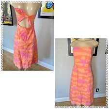 VTG Lilly Pulitzer Strapless Dress W/Tropical Scene , Man Woman Sz 4 vbb