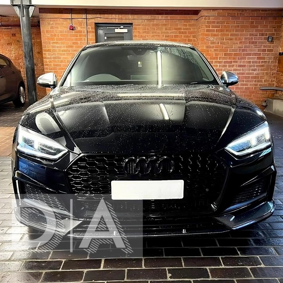 GLOSS BLACK RS5 STYLE HONEYCOMB MESH FRONT GRILLE FOR AUDI A5 S5 B9 F5 2016-2020 - Image 2 of 4