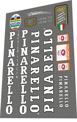 PINARELLO VENETO FRAME STICKER SET WHITE/BLACK CONTOUR with COLUMBUS AELLE