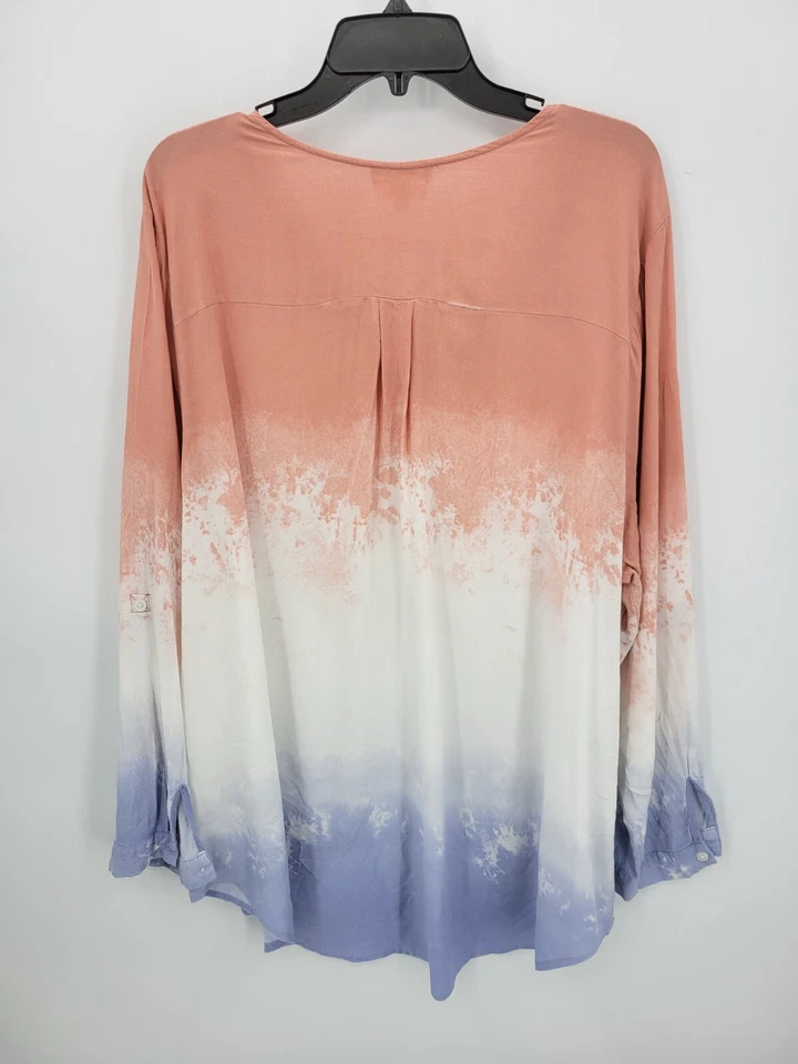 Blusa boho artística patriótica tie dye roja blanca azul tallada roja plus de Como Blu Top para mujer Foto 2 de 4