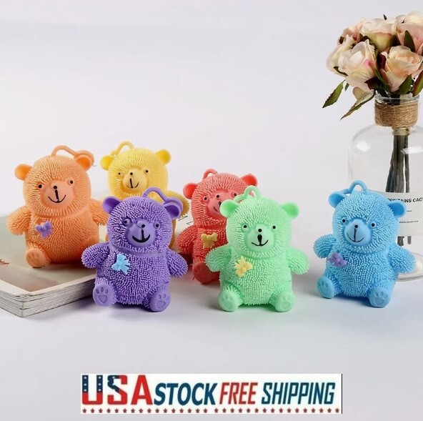 Light up Squishy Bear Puffer Balls Spike Rubber Bear Sensory Light up Squishy Bear Puffer Balls Spike Rubber Bear Sensory