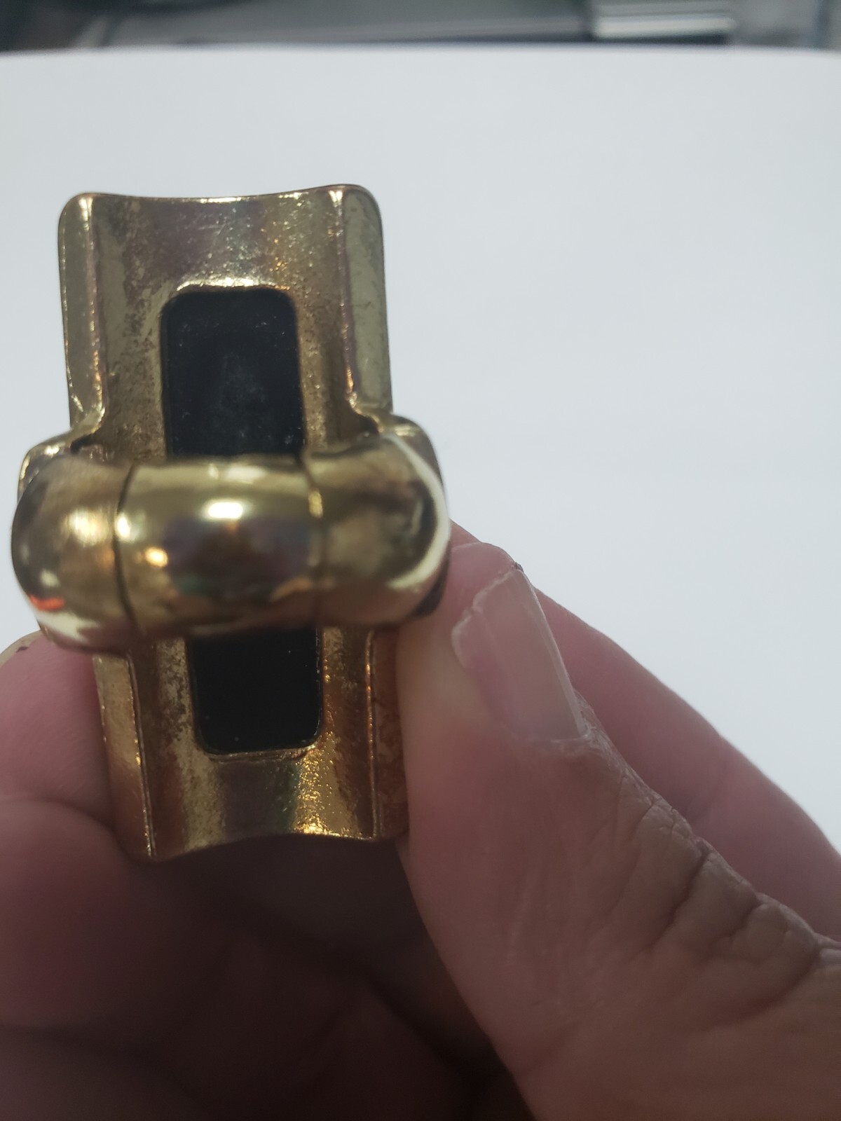 Large Rectangular Statement Ring, Black Stone, Rh… - image 4